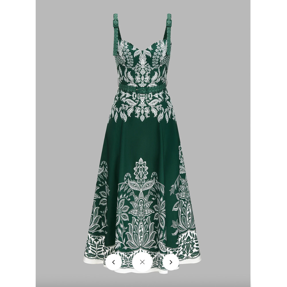 NWT Commense Baroque Floral Print Belted Cami Maxi Dress Sz L - Picture 2 of 7